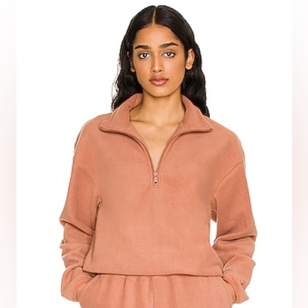 Beyond Yoga Fleece Quarter Zip Pullover in Sepia Brown Size Medium Butter Soft‎